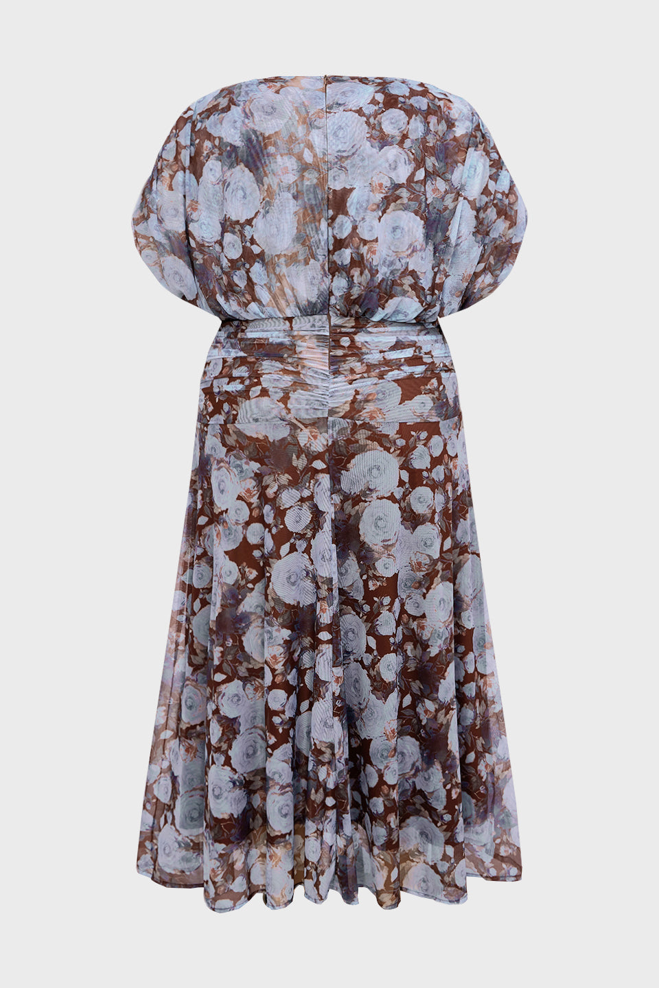 Curveins Plus Size V Neck Puff Sleeve Waist Defining Floral Print Elegant Maxi Dress