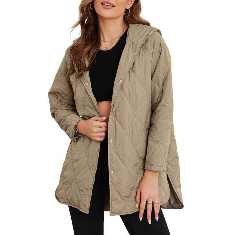 Puffer Jacket for Women,Lightweight Long Sleeve Button Hoodies Outerwear,Oversized Basic Casual Comfort Coats Tops,2025 Womenswear Fall Winter Outfits