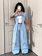 Women's Sleeveless Denim Jacket Jean Vest