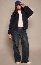 Mushroom Faux Suede Bomber Jacket