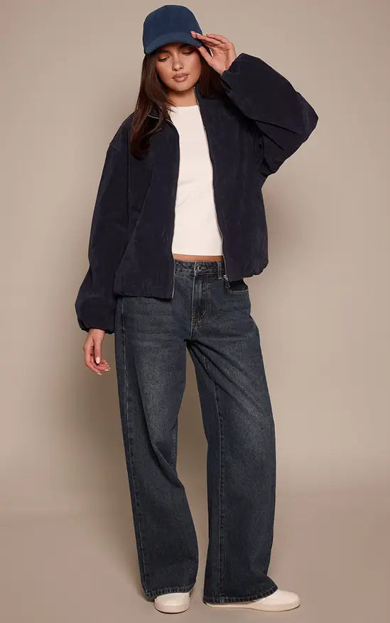 Mushroom Faux Suede Bomber Jacket