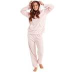 Womens Soft Fleece Hooded PJs Pyjama Bottoms Top Loungewear Set