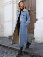 Women's Fall Winter Basic Chic Fashion Long Denim Jacket