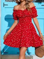 Women's Floral Print Off Shoulder Dress