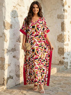 Women's Leopard Print Kaftan Robe – Loose-Fitting Beach Print Dress