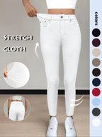 Women's Plain Pocket Button Leggings, Casual Comfy Skinny Pants for Yoga Gym Workout, Ladies Bottoms for Fall & Winter,T-Chic
