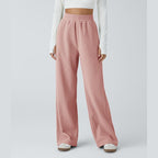 High Waisted Side Pocket Straight Leg Mop Corduroy Casual Pants