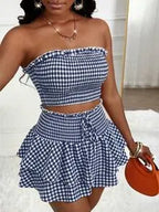 Women's cropped vest and mini skirt set