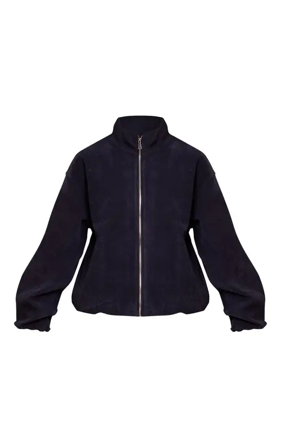 Mushroom Faux Suede Bomber Jacket