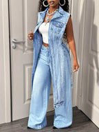Women's Sleeveless Denim Jacket Jean Vest