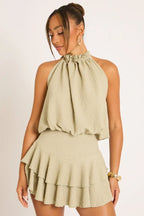 Black Textured Flippy Playsuit - Bernice