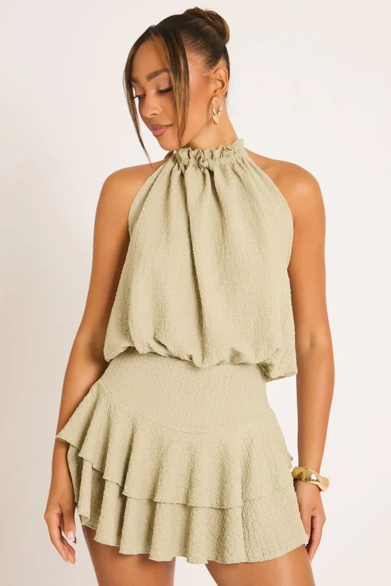 Black Textured Flippy Playsuit - Bernice