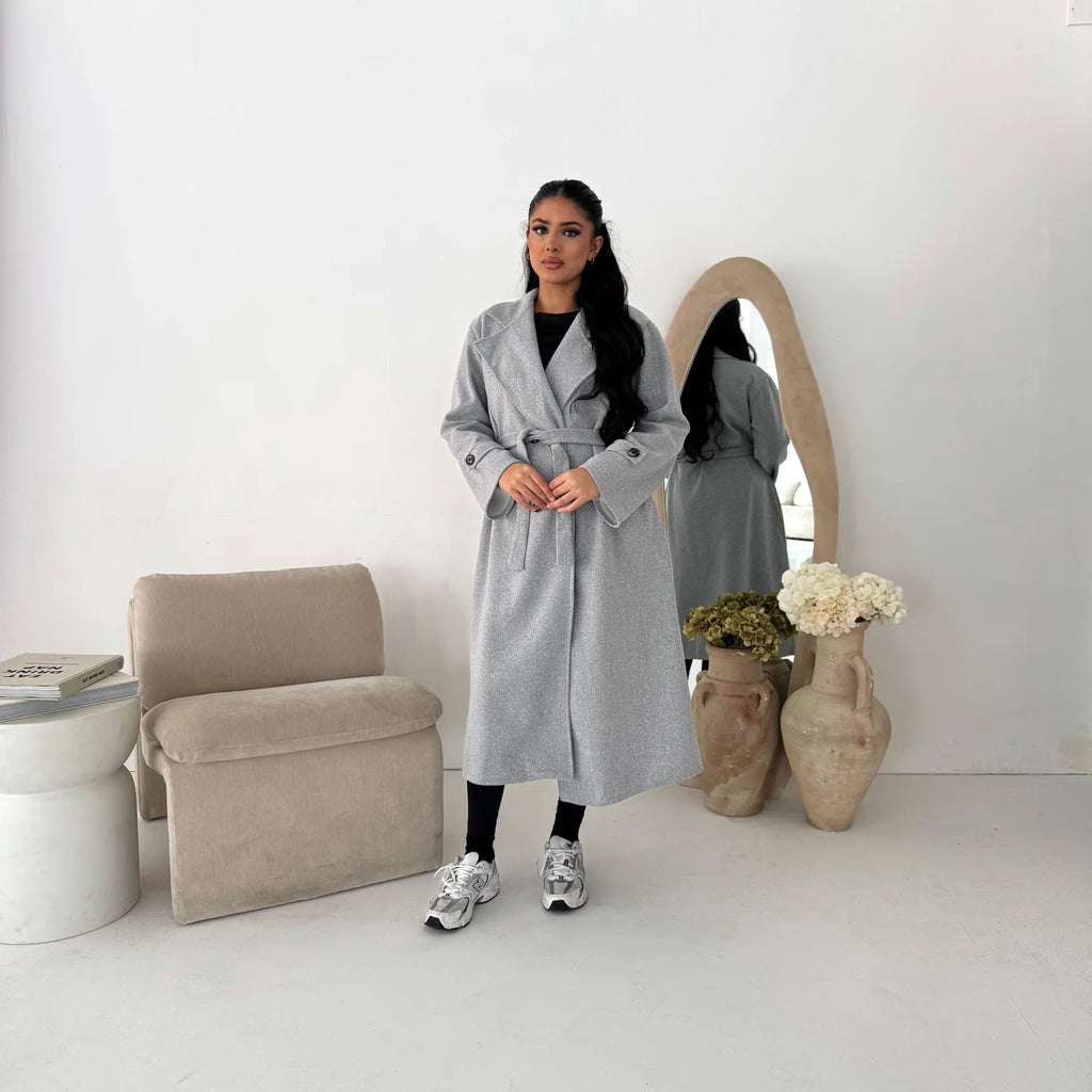 Womens Trench Belted Buttoned Coat