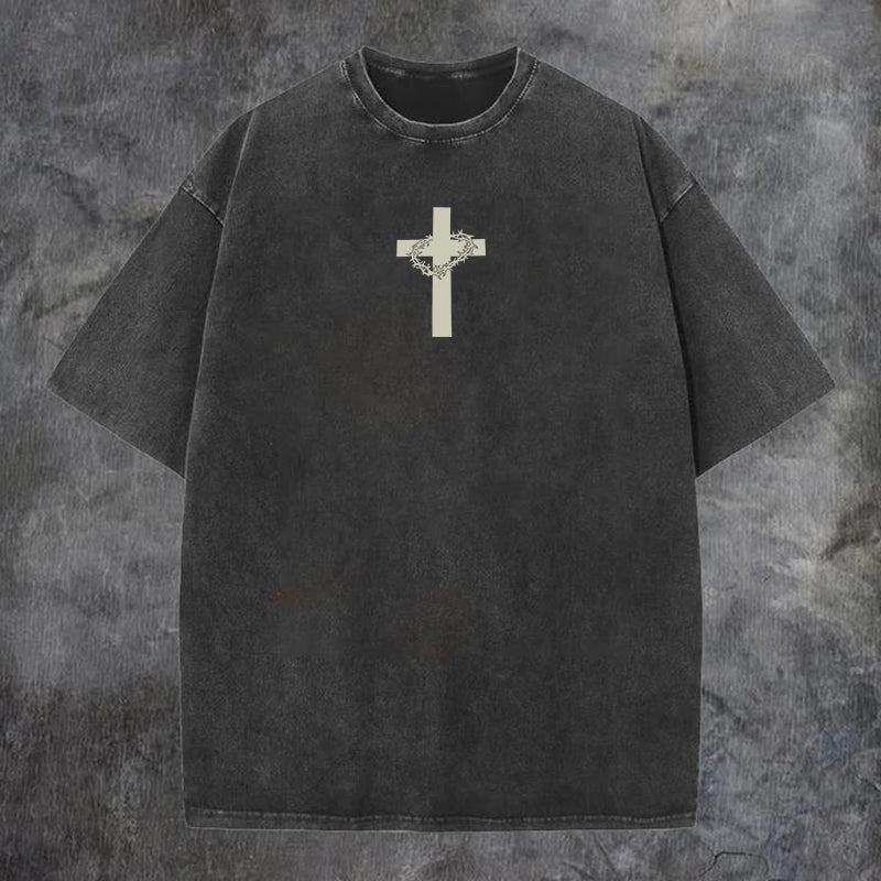 Jesus Christ Printed Men's Washed T-Shirt