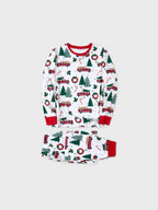 Christmas Family Matching Allover Xmas Tree & Car Print Long-sleeve Pajamas Sets with Christmas Socks Multi-color