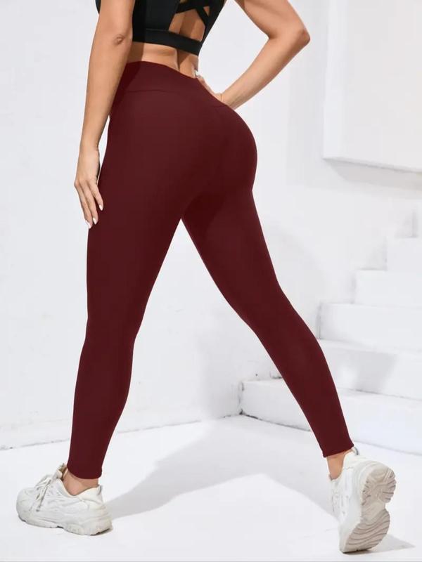 Women's Fleece Lined Lamb Velvet Leggings, High Waist Sporty Style, Fall & Winter Warmth, Tight-Fitting Plain Design, S-Xxl Sizes(gift) Fabric Womenswear
