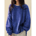 Women's Drop Shoulder Split Hem Sweater, Casual Long Sleeve Round Neck Jumper, Women's Knitwear Top for Fall & Winter, Sweaters for Women