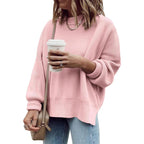 Womens Oversized Tunic Sweaters Fall Slouchy Long Sleeve Ribbed Knit Side Slit Pullover Jumper