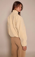 Mushroom Faux Suede Bomber Jacket