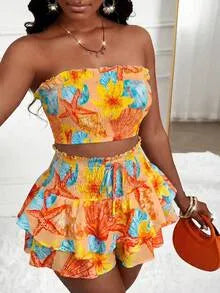 Women's cropped vest and mini skirt set