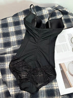Women's Deep V Backless Slimming Body Shaping Bodysuit, XS-Xxl Sizes Available, Casual Style, Plain Design, All Season Wear