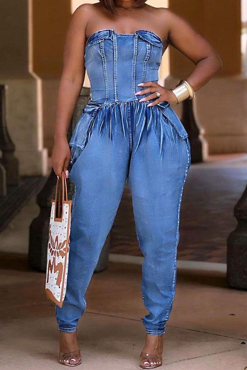 Ladies' Hot Selling Elegant Washed Jumpsuit