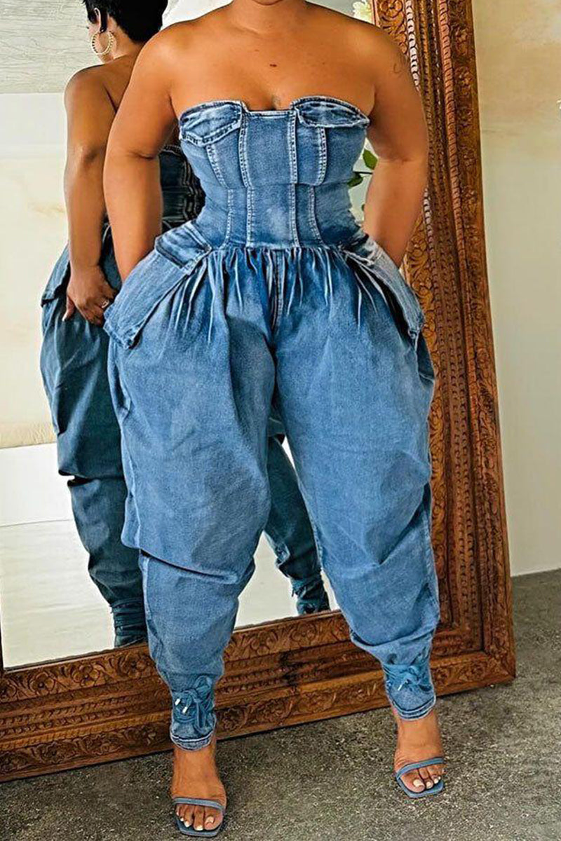 Ladies' Hot Selling Elegant Washed Jumpsuit