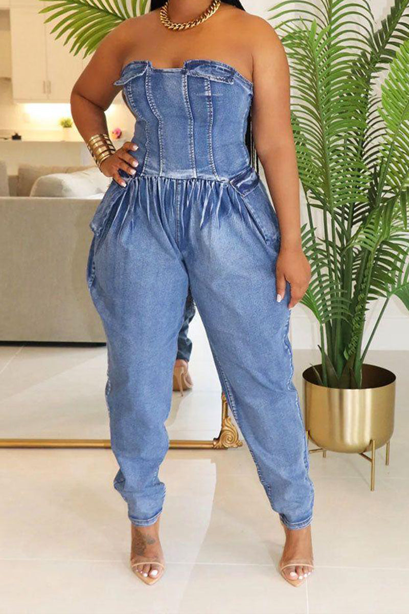 Ladies' Hot Selling Elegant Washed Jumpsuit