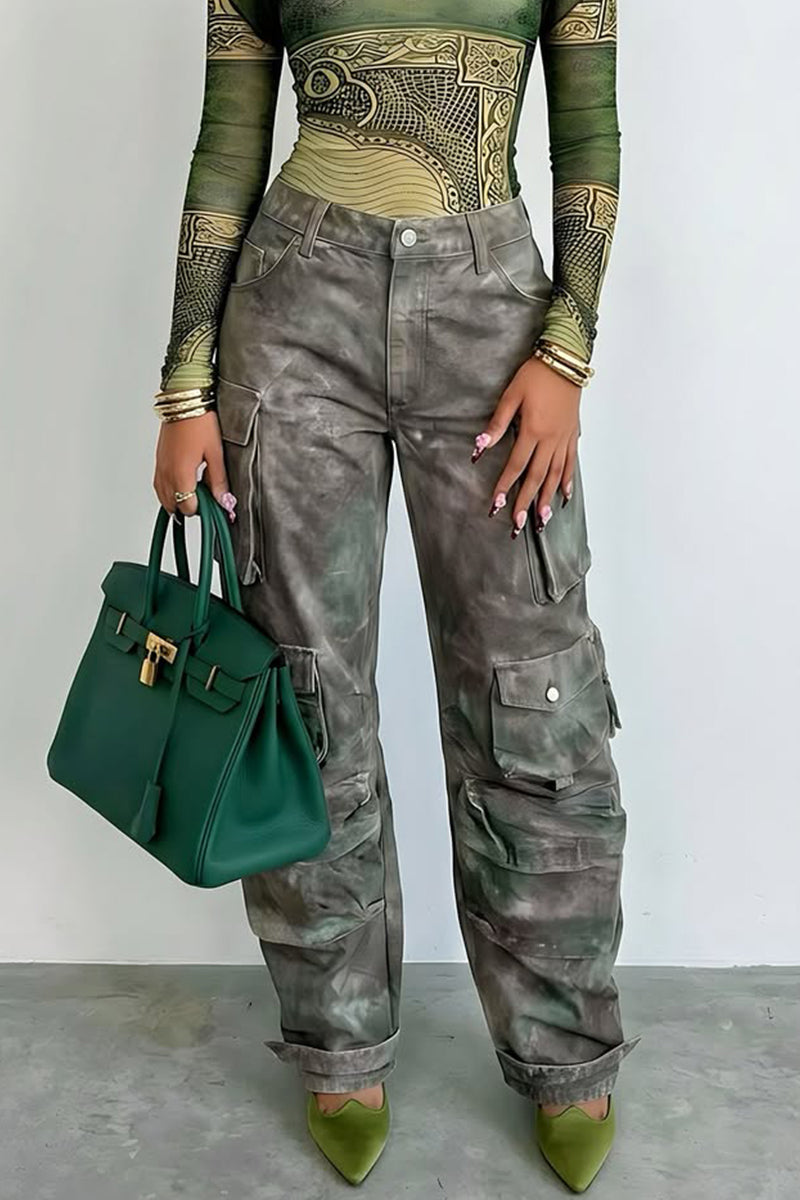 Women Casual One Collar Printed Top or Workwear Jeans