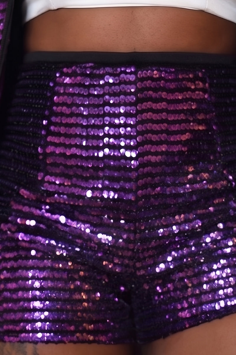 Women's Sequined Long Sleeved Business Suit Or Baggy Shorts