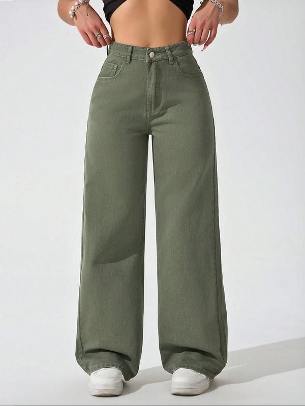 Women's Vintage Style Loose Fit Straight Leg Jeans, Casual Fitted Denim Jeans for Fall & Winter, Classic Boyfriend Look