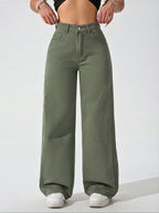 Women's Vintage Style Loose Fit Straight Leg Jeans, Casual Fitted Denim Jeans for Fall & Winter, Classic Boyfriend Look