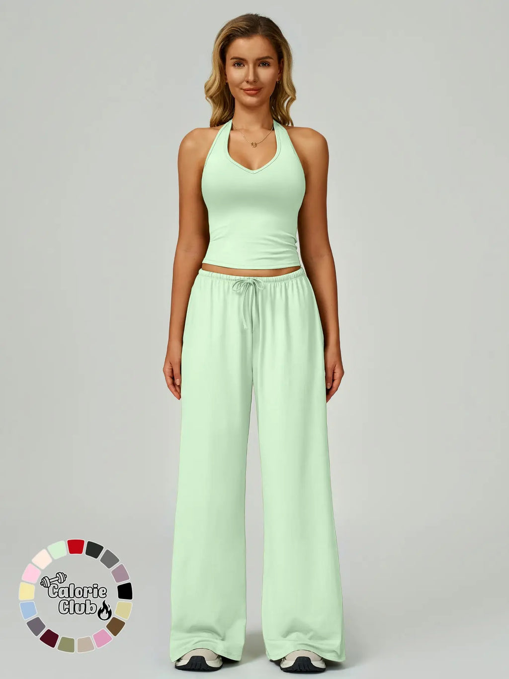 Women's Quick-Dry Sports Tank Top, Casual High-Waisted Bell Bottoms