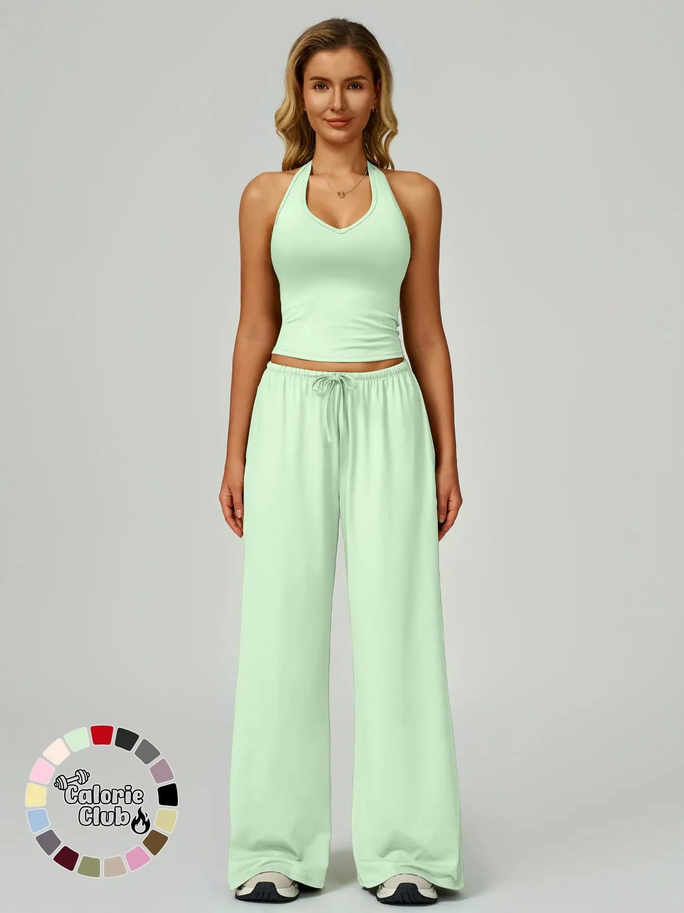 Women's Quick-Dry Sports Tank Top, Casual High-Waisted Bell Bottoms