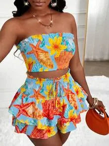 Women's cropped vest and mini skirt set