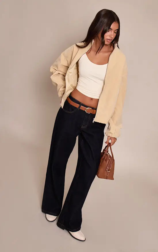 Mushroom Faux Suede Bomber Jacket