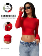 Women's Solid Round Neck Compression Sports Tee