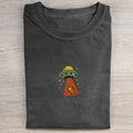 Funny UFO Cat Embroidered T-shirt