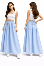 Jupe longue fluide taille haute – coupe ample élégante avec taille élastique confortable look chic et moderne