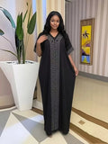 Women's Islamic Clothing Rhinestone Loose Boubou Kaftan Dress