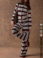 Women's Striped Knit Two-Piece Set
