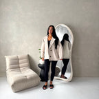 Ladies Collar Batwing Pocket Lined Jacket