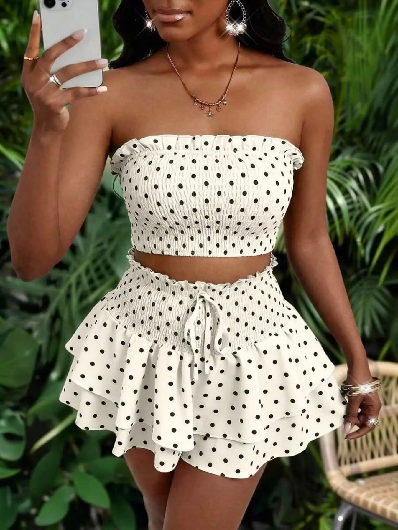 Women's cropped vest and mini skirt set