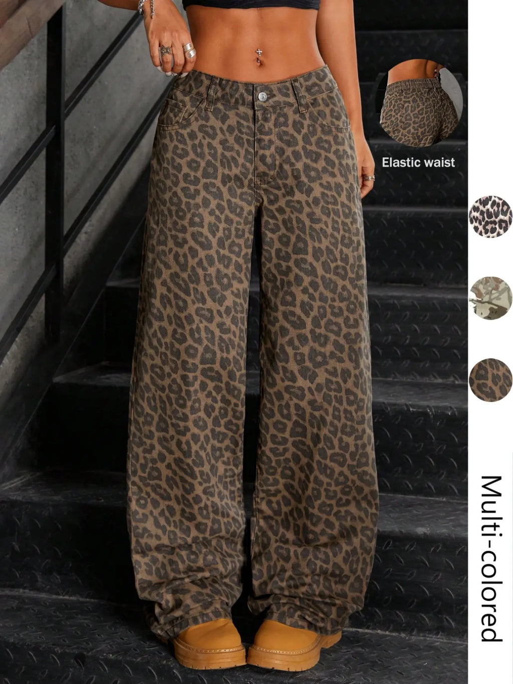 Women's Leopard Print Wide-Leg Oversized Pants