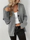 Women's Knitted Hooded Button Front Cardigan With Pocket