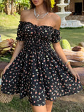 Women's Floral Print Off Shoulder Dress
