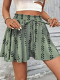 Women's All Over Print Knot Front Shorts