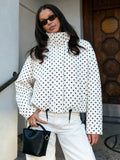 Polka Dot Women's Spring High Neck Long Sleeve Jacket
