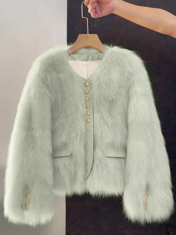 Women's Faux Fox Fur Coat Short Section Autumn Winter New Style Korean Version Commuting Real Fur Patchwork Outerwear