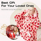 Wearable Blanket Hoodie Oversized Sherpa Fleece Hooded Sweatshirt Blanket with Sleeves,Cozy and Giant Blanket Hoodie Extra Long for Adults Women Winter Gift (Strawberry)